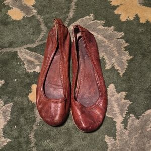 Frye Women's Chestnut Brown Leather Ballet Flats